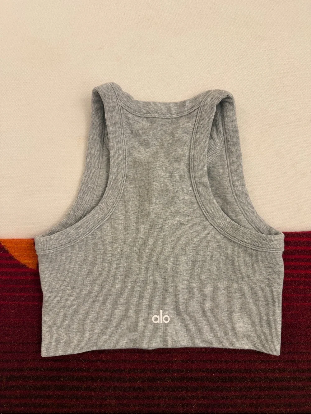 Alo Grey Women's Ribbed Crop Tank Top